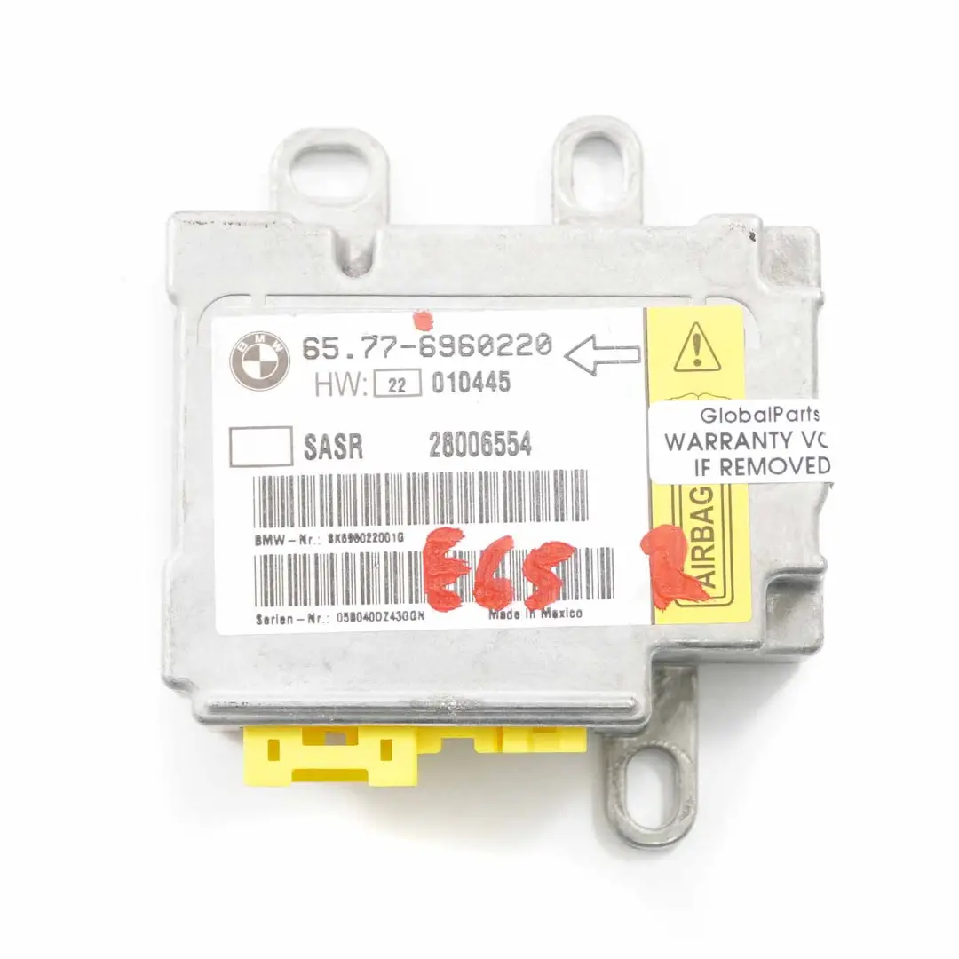 Modulo airbag BMW E65 E66 Unidad control derecha sensor pilar A airbag per con numero di parte 6960220 Modulo airbag BMW E65 E66 Unidad control derecha sensor pilar A airbag - SKU 6960220 - Numero di parte 6960220