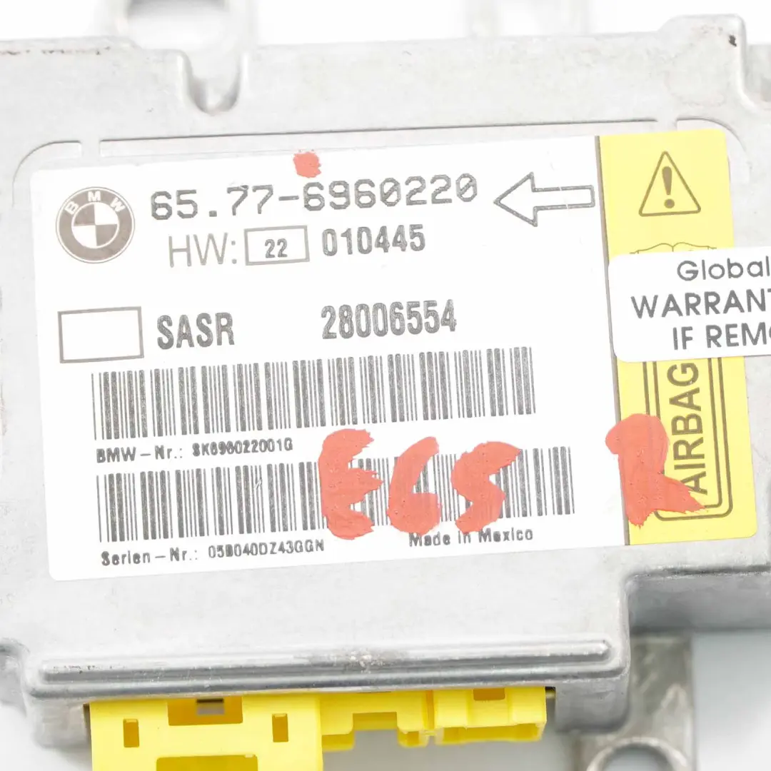 Modulo airbag BMW E65 E66 Unidad control derecha sensor pilar A airbag per con numero di parte 6960220 Modulo airbag BMW E65 E66 Unidad control derecha sensor pilar A airbag - SKU 6960220 - Numero di parte 6960220