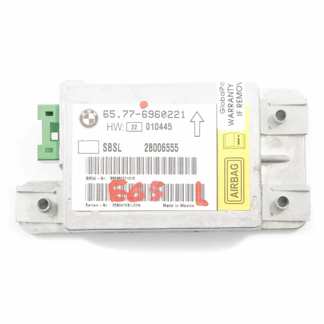 Airbag Module BMW E65 E66 Sensor B-pillar Left N/S Control Unit Air Bag to with Part number 6960221 Airbag Module BMW E65 E66 Sensor B-pillar Left N/S Control Unit Air Bag - SKU 6960221 - Part number 6960221