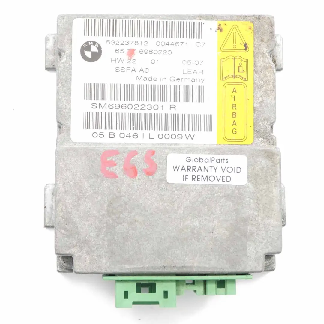 Modulo airbag BMW E65 E66 Sensore lato guida Unità di controllo airbag per con numero di parte 6960223 Modulo airbag BMW E65 E66 Sensore lato guida Unità di controllo airbag - SKU 6960223 - Numero di parte 6960223