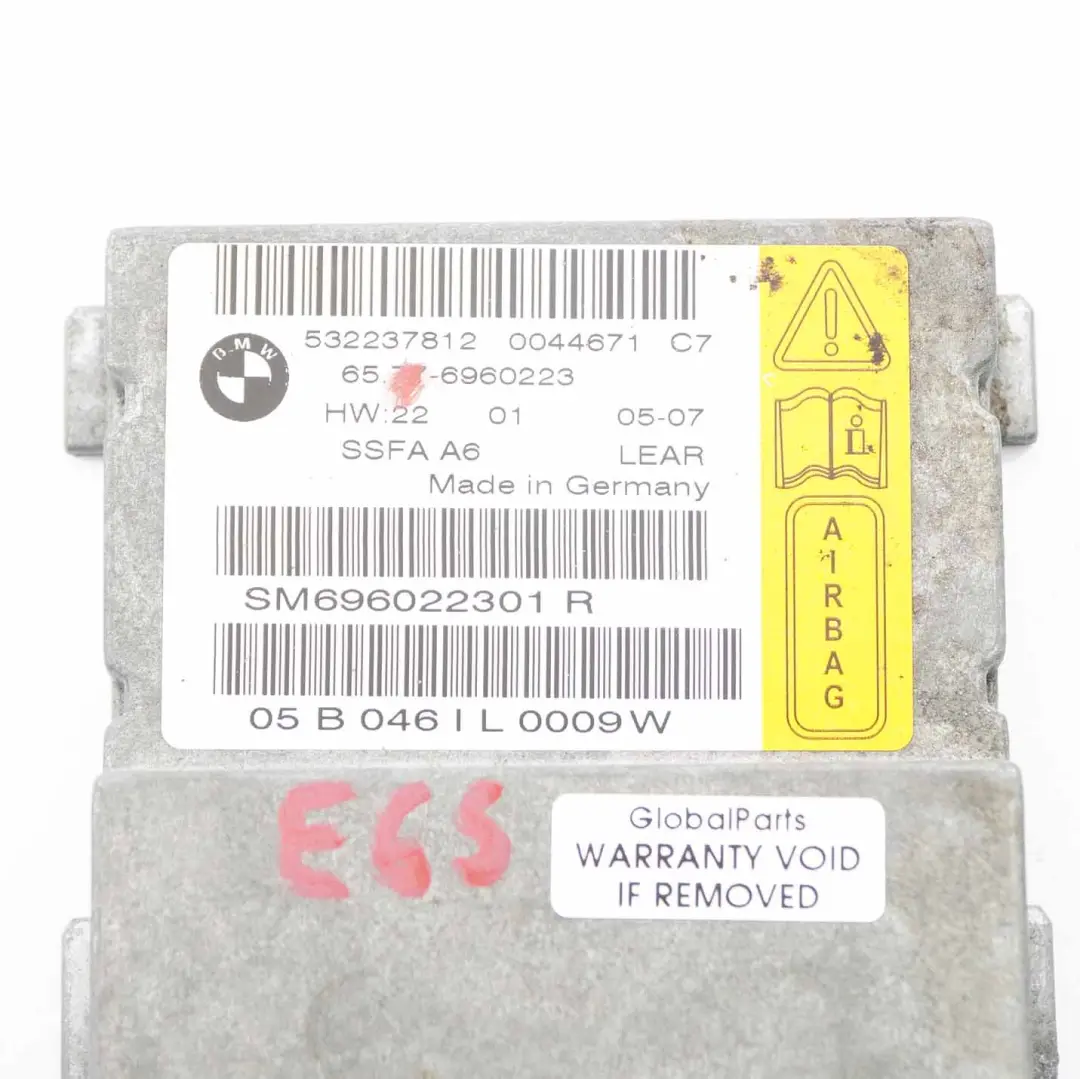 Module Airbag BMW E65 E66 Sensor Driver's Side Air Bag Control Unit pour à propos du numéro de pièce 6960223 Module Airbag BMW E65 E66 Sensor Driver's Side Air Bag Control Unit - SKU 6960223 - Numéro de pièce 6960223