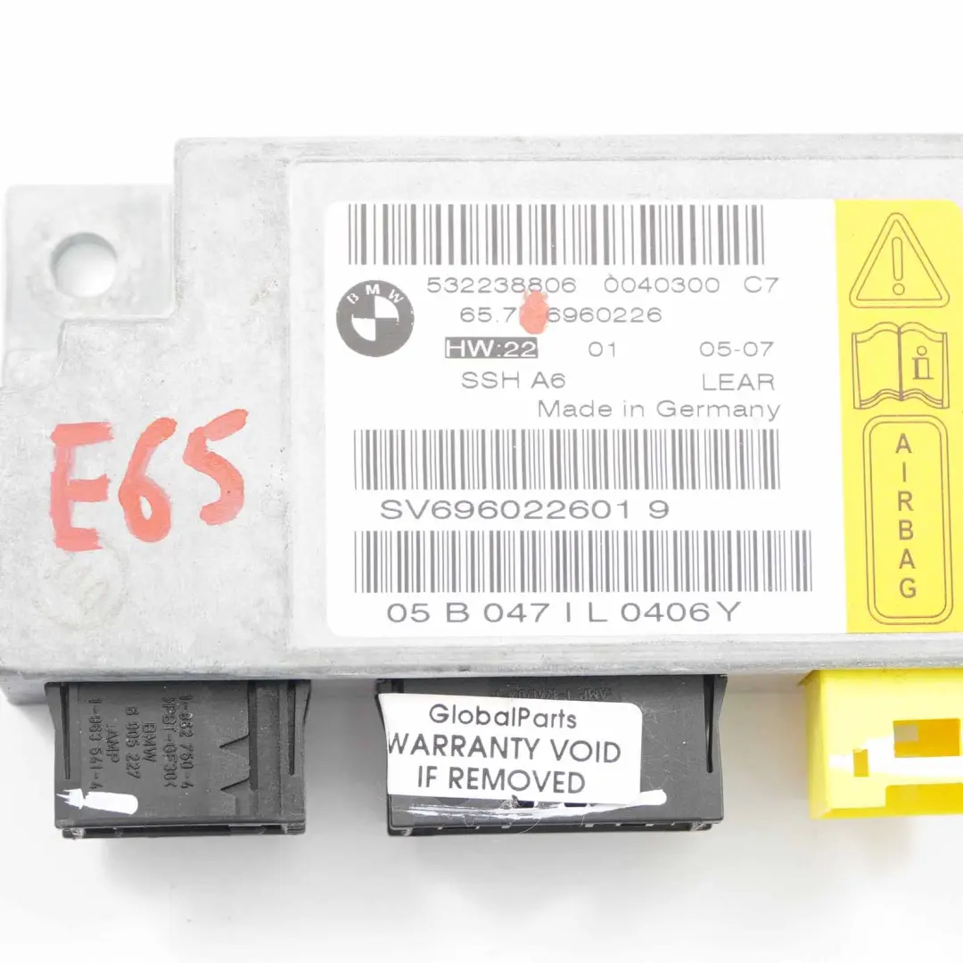 Air Bag Module BMW E65 E66 Sensor Rear Seat Airbag Control Unit ECU - SKU 6960226 - Part number 6960226