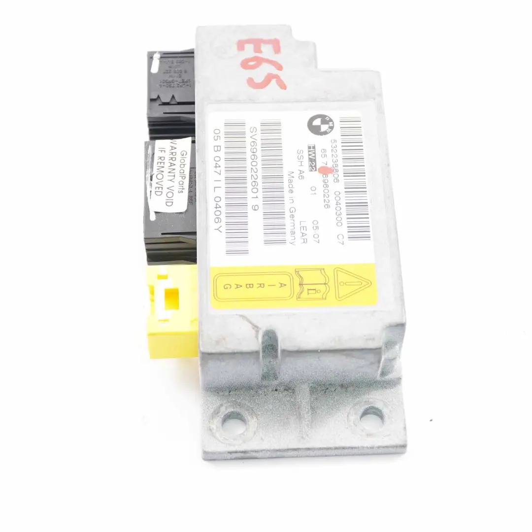 Bag Module BMW E65 E66 Sensor Rear Seat Airbag Control Unit ECU to Air with Part number 6960226 Air Bag Module BMW E65 E66 Sensor Rear Seat Airbag Control Unit ECU - SKU 6960226 - Part number 6960226