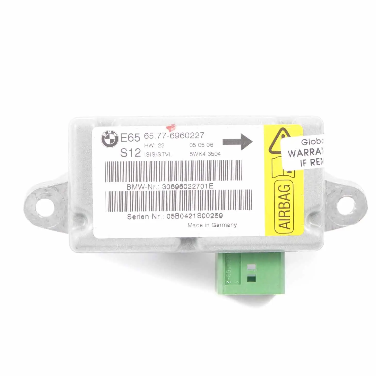 BMW E65 E66 Sensor Airbag Puerta Delantera Izquierda Módulo Airbag 6960227