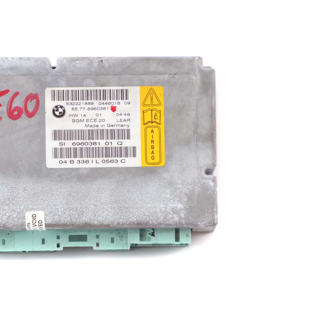 BMW 5 Series E60 E61 Airbag ECU Control Unit Gateway Module - SKU 6960381 - Part number 6960381