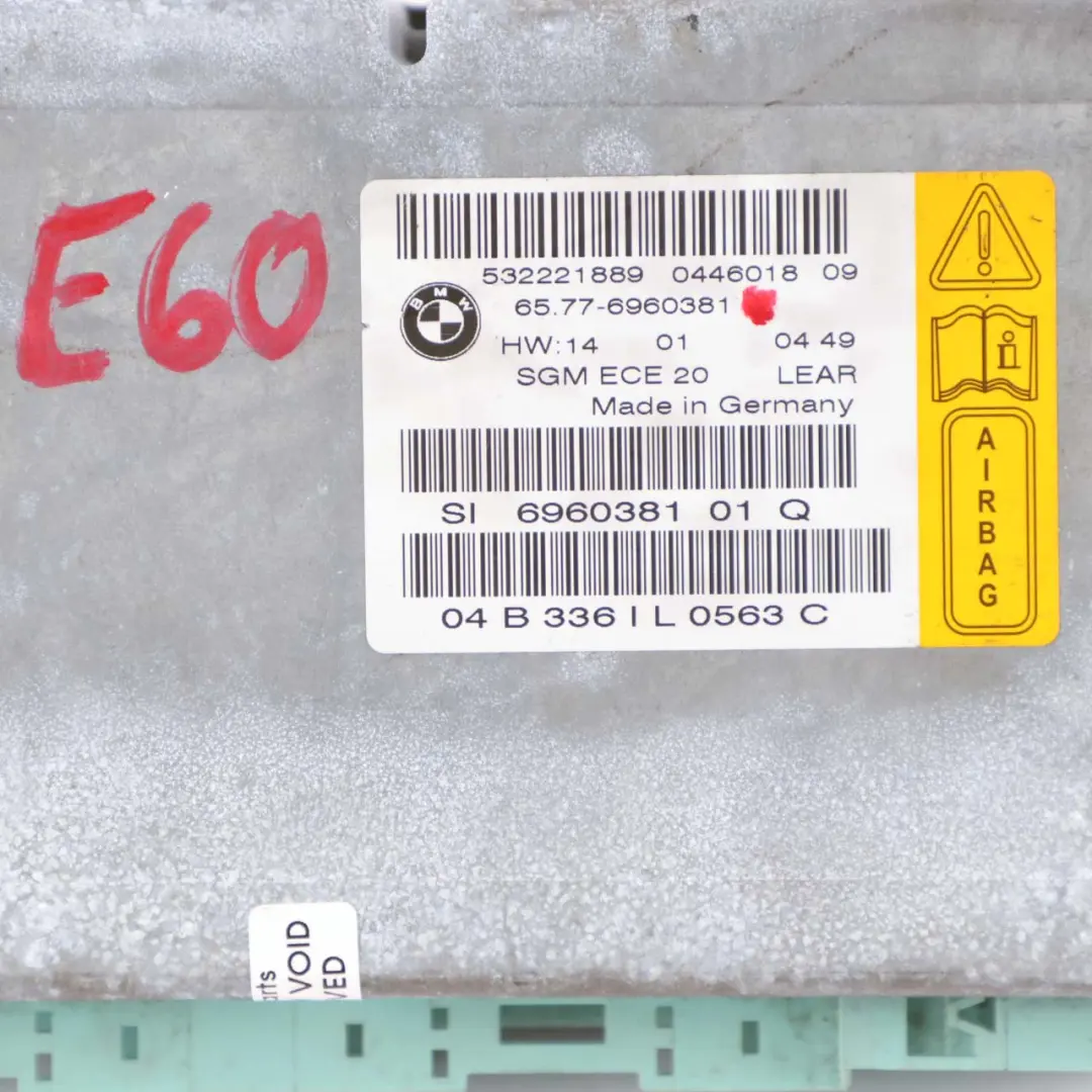 BMW 5 Series E60 E61 Airbag ECU Control Unit Gateway Module - SKU 6960381 - Part number 6960381