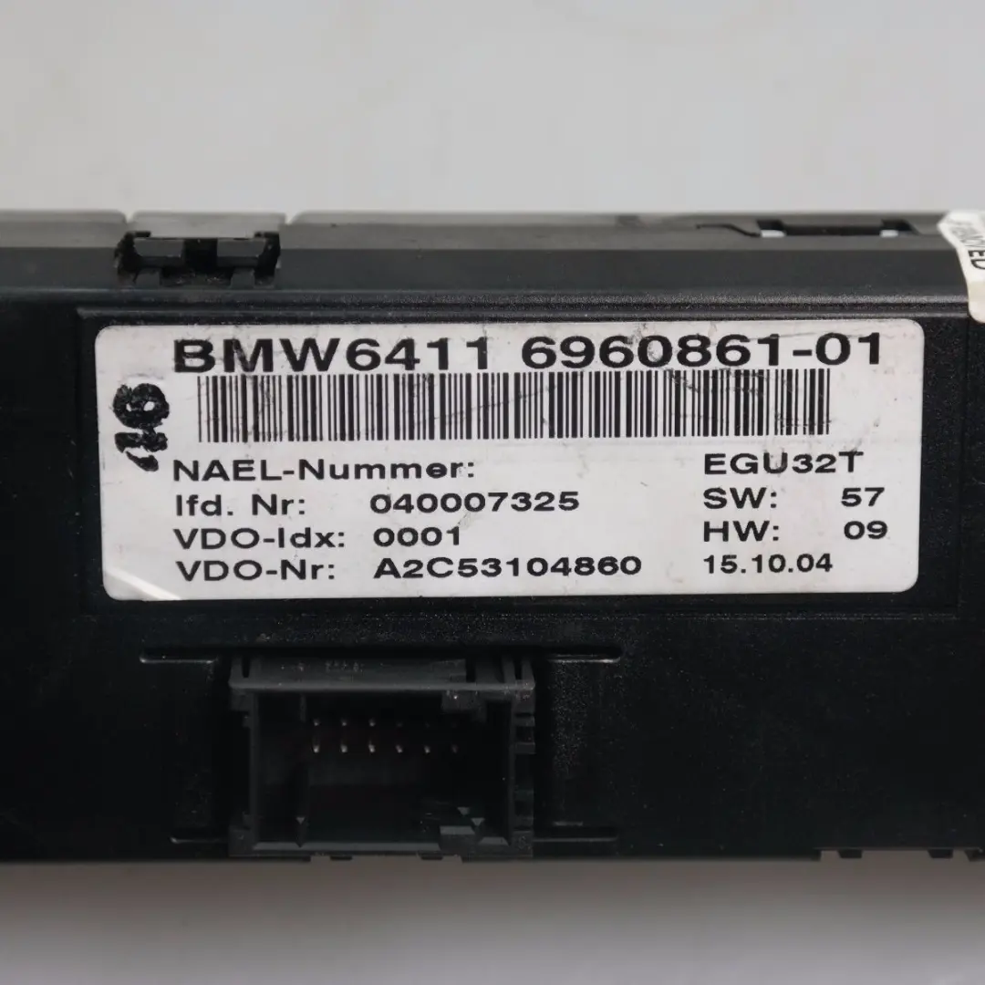 BMW E81 E82 E87 E88 Climatisation manuelle - Commande de chauffage - SKU 6960861 - Numéro de pièce 6960861