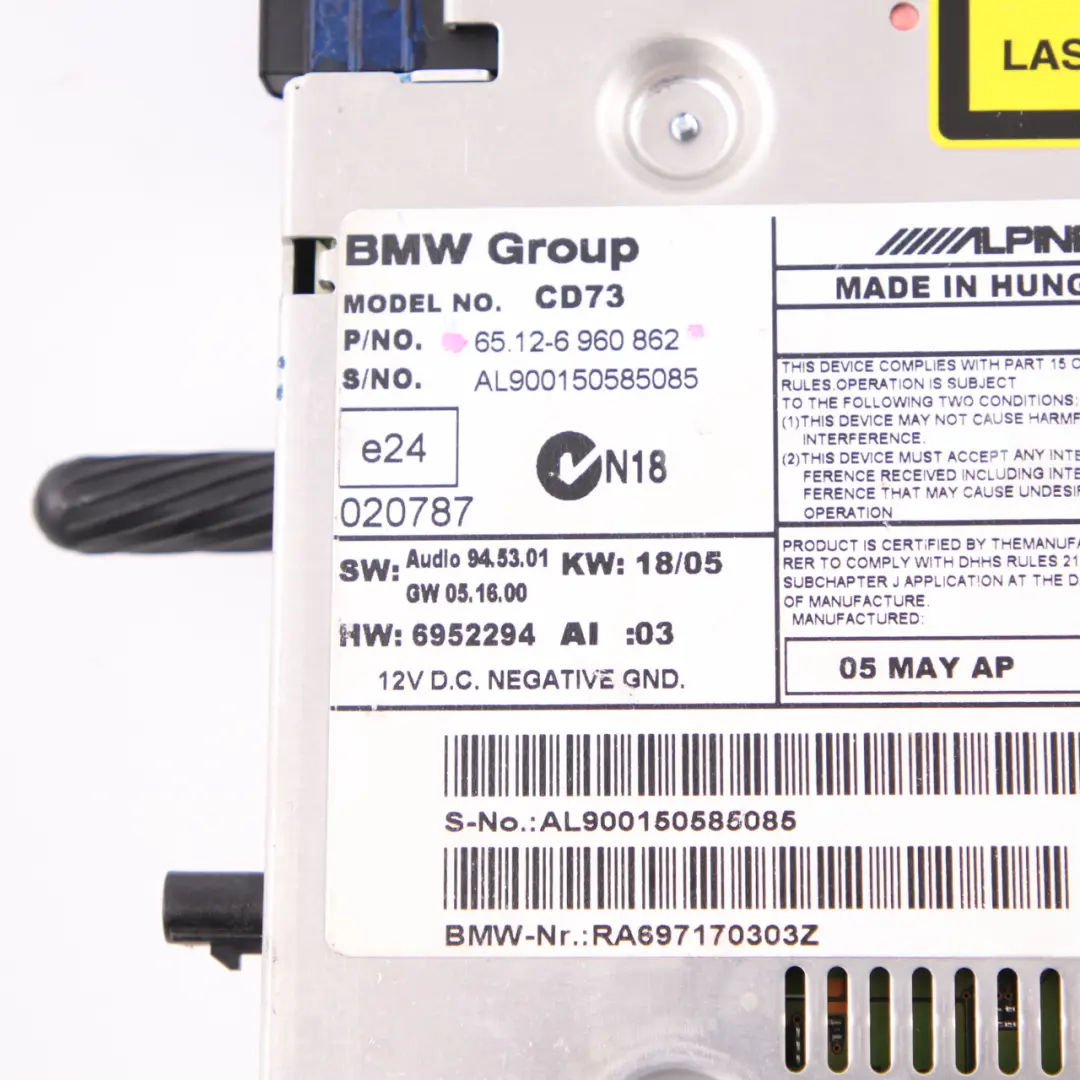  Audio Player BMW E81 E87 E90 E91 E92 E93 Radio CD Professional - SKU 6960862 - Part number 9130046
