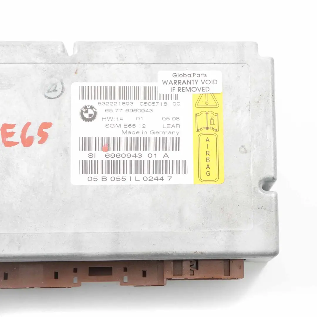 Module Airbag BMW E65 E66 Unité de contrôle ECU Gateway Airbag Lear pour à propos du numéro de pièce 6960943 Module Airbag BMW E65 E66 Unité de contrôle ECU Gateway Airbag Lear - SKU 6960943 - Numéro de pièce 6960943