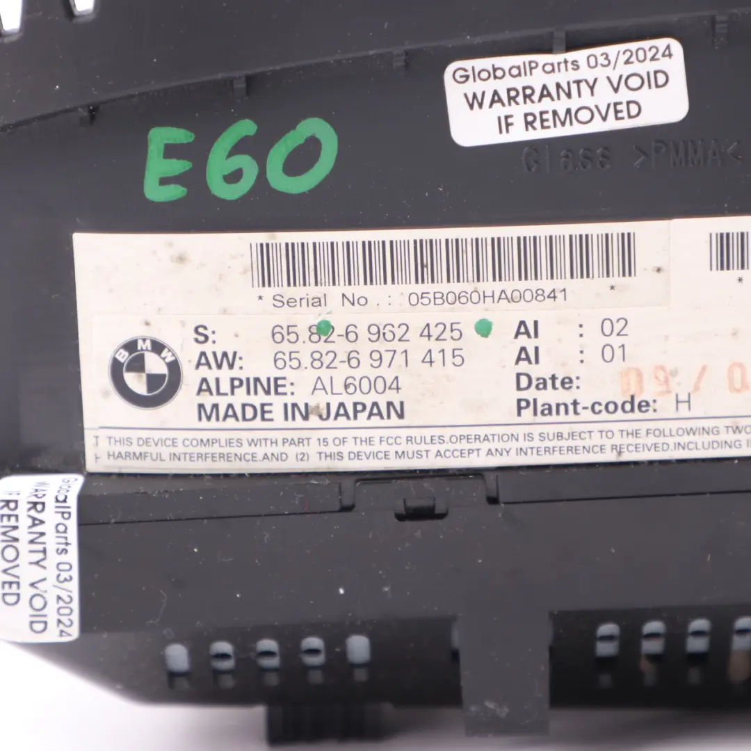 Display Screen BMW E60 E61 Dash On Board Sat Navigation Monitor 8,8" to with Part number 6962425 Display Screen BMW E60 E61 Dash On Board Sat Navigation Monitor 8,8" - SKU 6962425 - Part number 6962425