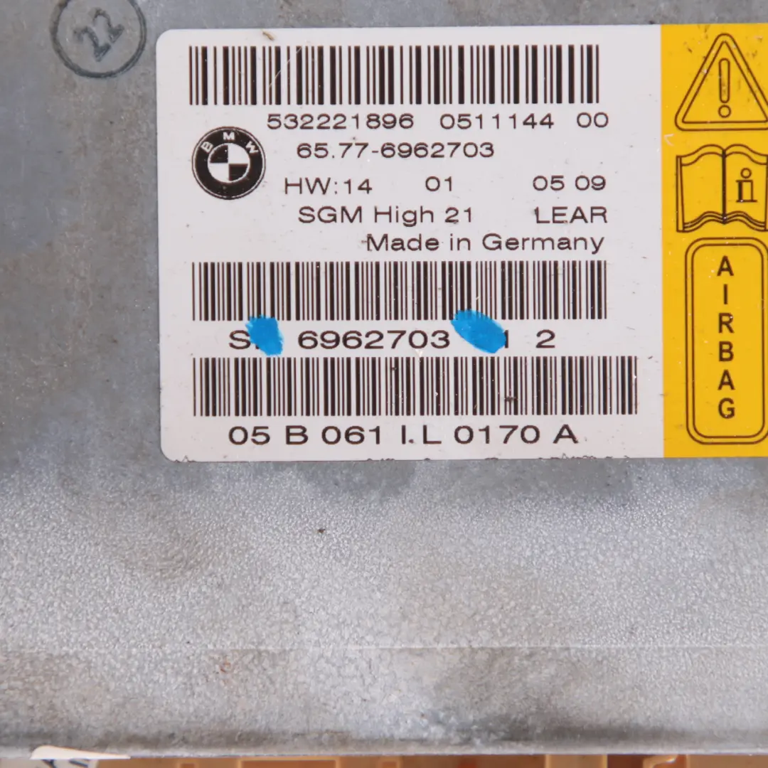 BMW E60 E61 E63 Airbag ECU Control Unit Gateway Module - SKU 6962703 - Part number 6975686