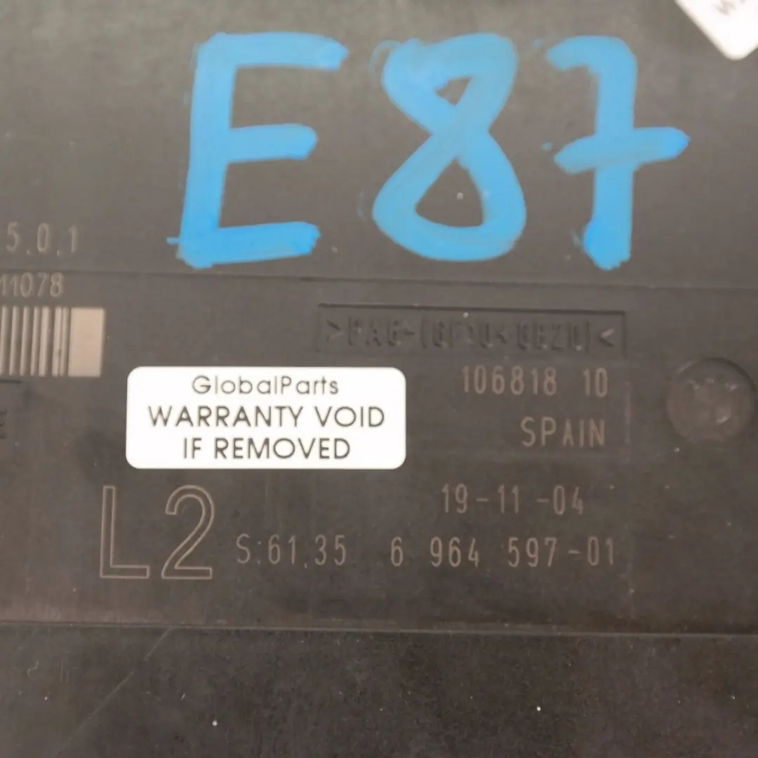 BMW 1 Series E87 ECU Body Control Module Unit PL2 JBBFE L2 6135 - SKU 6964597 - Part number 61356964597