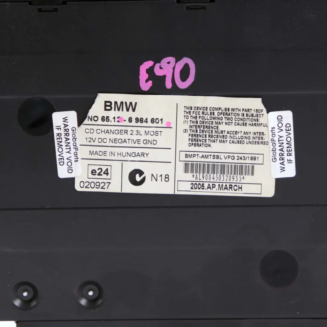 6-disc CD Changer Without Magazine to BMW 1 3 Series E81 E87 E90 E91 E92 with Part number 6964601 BMW 1 3 Series E81 E87 E90 E91 E92 6-disc CD Changer Without Magazine - SKU 6964601 - Part number 6964601