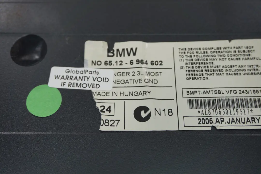 BMW 1 3 E81 E87 E90 E91 E92 Caricatore CD a 6 dischi con caricatore - SKU 6964602 - Numero di parte 6964602