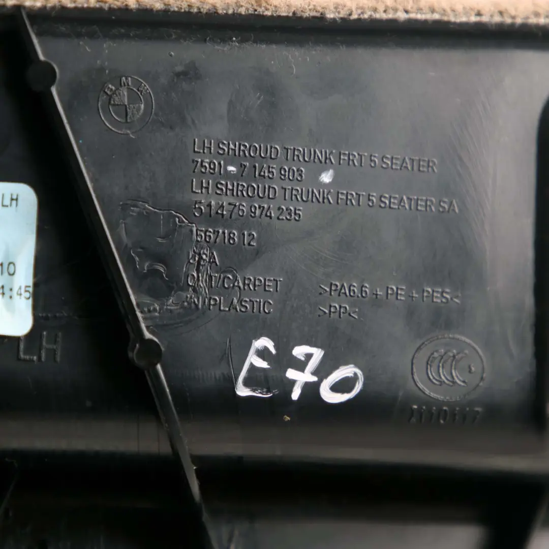 Carenatura Portabagagli SX Beige 7145903 per BMW X5 E70 con numero di parte 6967847 BMW X5 E70 Carenatura Portabagagli SX Beige 7145903 - SKU 6967847 - Numero di parte 6967847