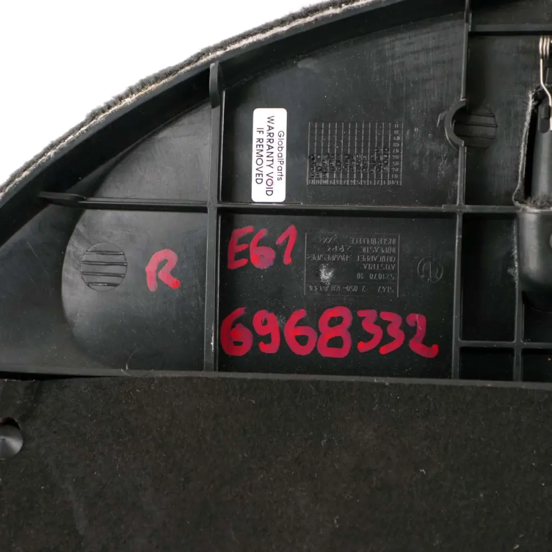 BMW 5 Series E61 LCI Right O/S Trunk Rear Carpet Flap Boot Anthracite 7050368 - SKU 6968332 - Part number 6968332