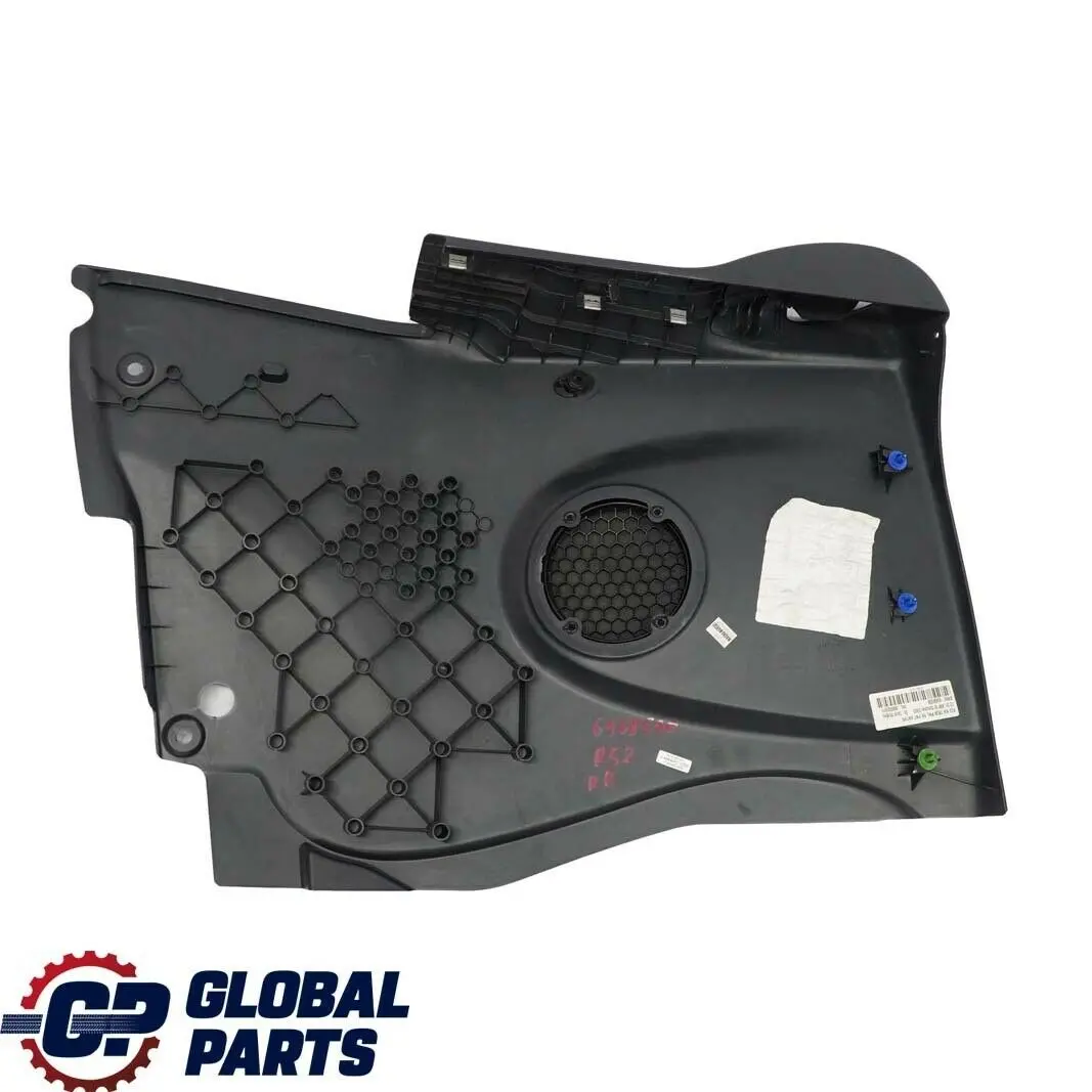 Trasero Derecho Lateral Trim Panel Panther Negro para Mini Cabrio R52 con número de pieza 6968590 Mini Cabrio R52 Trasero Derecho Lateral Trim Panel Panther Negro - SKU 6968590 - Número de pieza 6968590