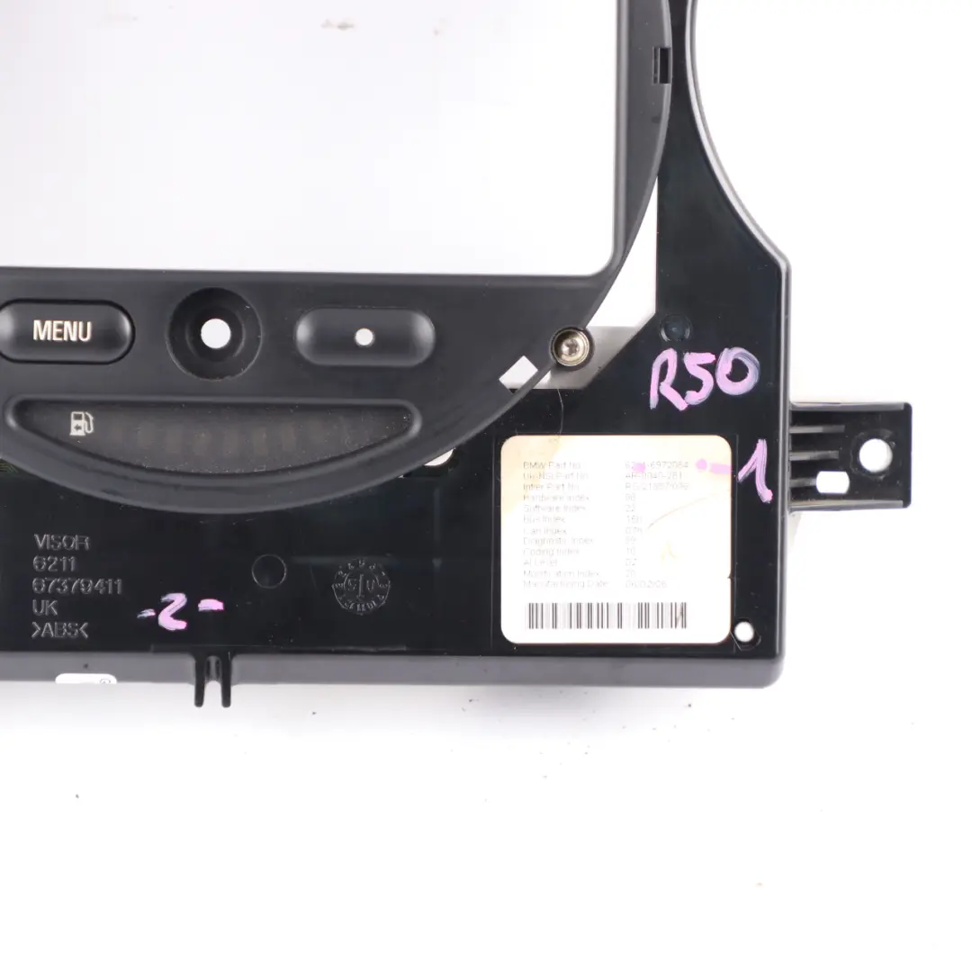 Sat Nav GPS Dashboard Display Head Unit Frame Cover to Mini R50 R52 R53 with Part number 6972084 Mini R50 R52 R53 Sat Nav GPS Dashboard Display Head Unit Frame Cover - SKU 6972084-1 - Part number 6972084