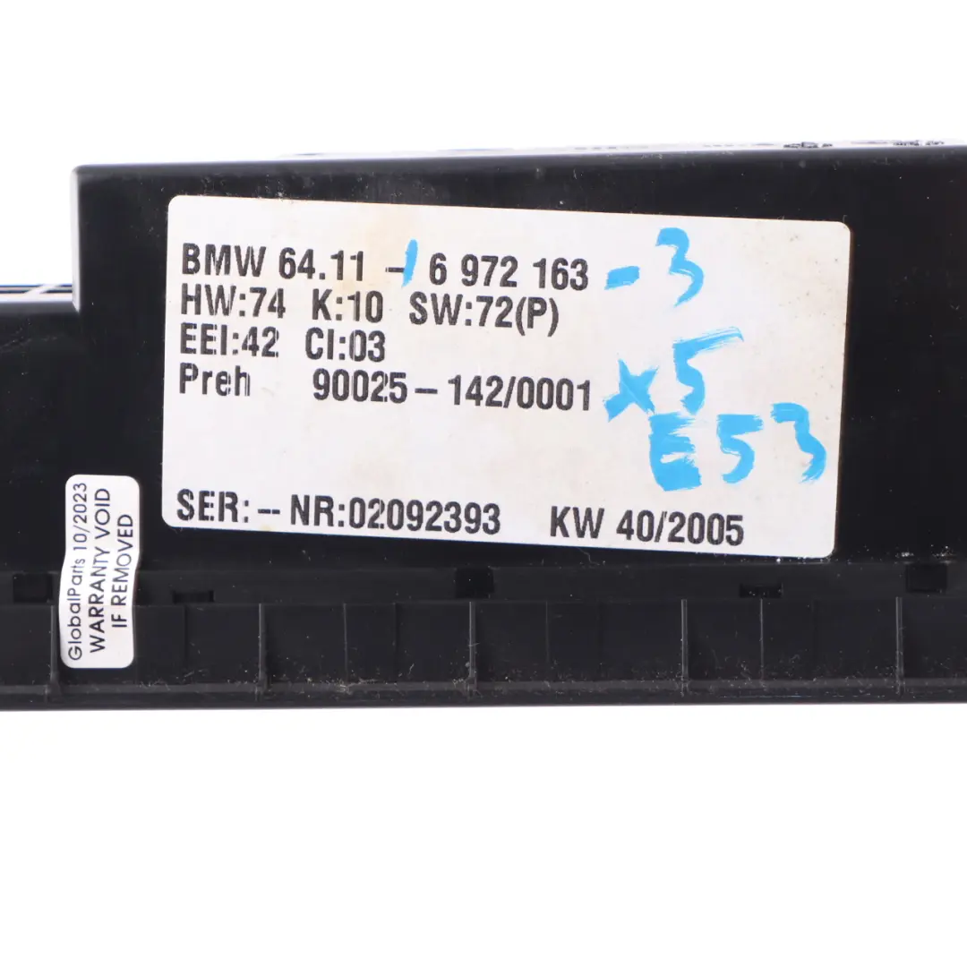 BMW X5 E53 Automatic A/C Air Conditioning Climate Control Heater Panel - SKU 6972163-3 - Part number 6972163