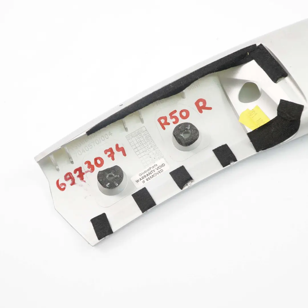 Mini Cooper One R50 R53 Abdeckung Rohr rechts Dekor silber 7040570 - SKU 6973074 - Teilenummer 6973074