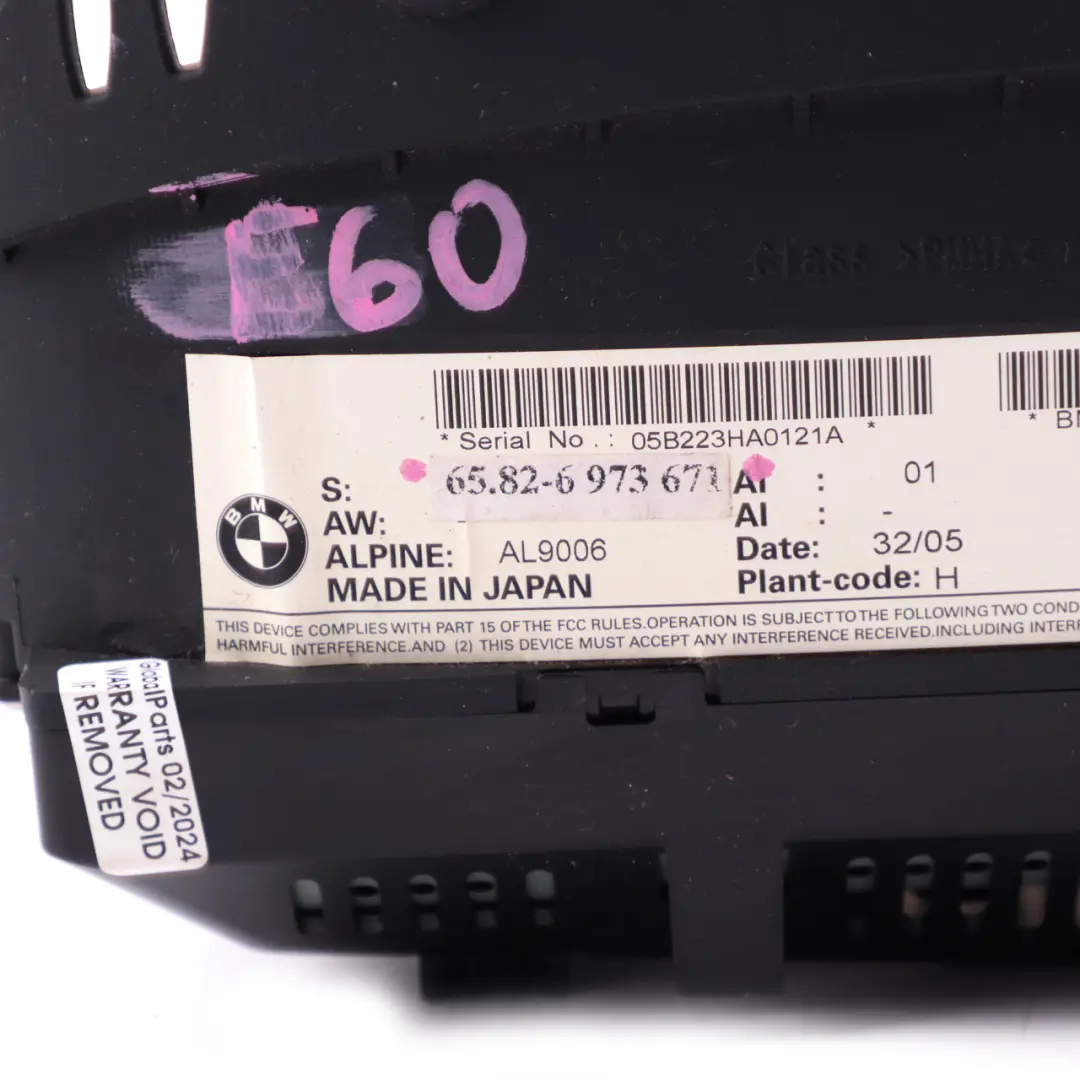 Display Screen BMW E60 E63 E64 6,5" Dashboard On Board Monitor Sat Nav to with Part number 6973671 Display Screen BMW E60 E63 E64 6,5" Dashboard On Board Monitor Sat Nav - SKU 6973671 - Part number 6973671