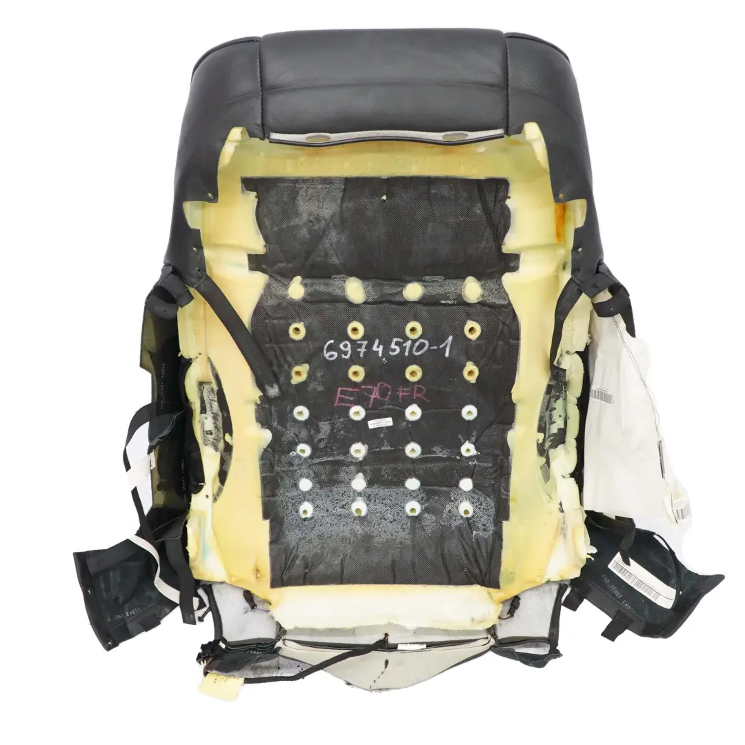 Front Right O/S Seat Backrest Cover Leather Nevada Black to BMW X5 X6 E70 E71 with Part number 6974510 BMW X5 X6 E70 E71 Front Right O/S Seat Backrest Cover Leather Nevada Black - SKU 6974510-1 - Part number 6974510