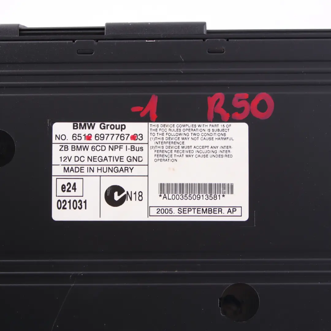 Mini Cooper R50 R52 R53 6-Disc CD Module de rangement avec magasin - SKU 6977767-1 - Numéro de pièce 6977767
