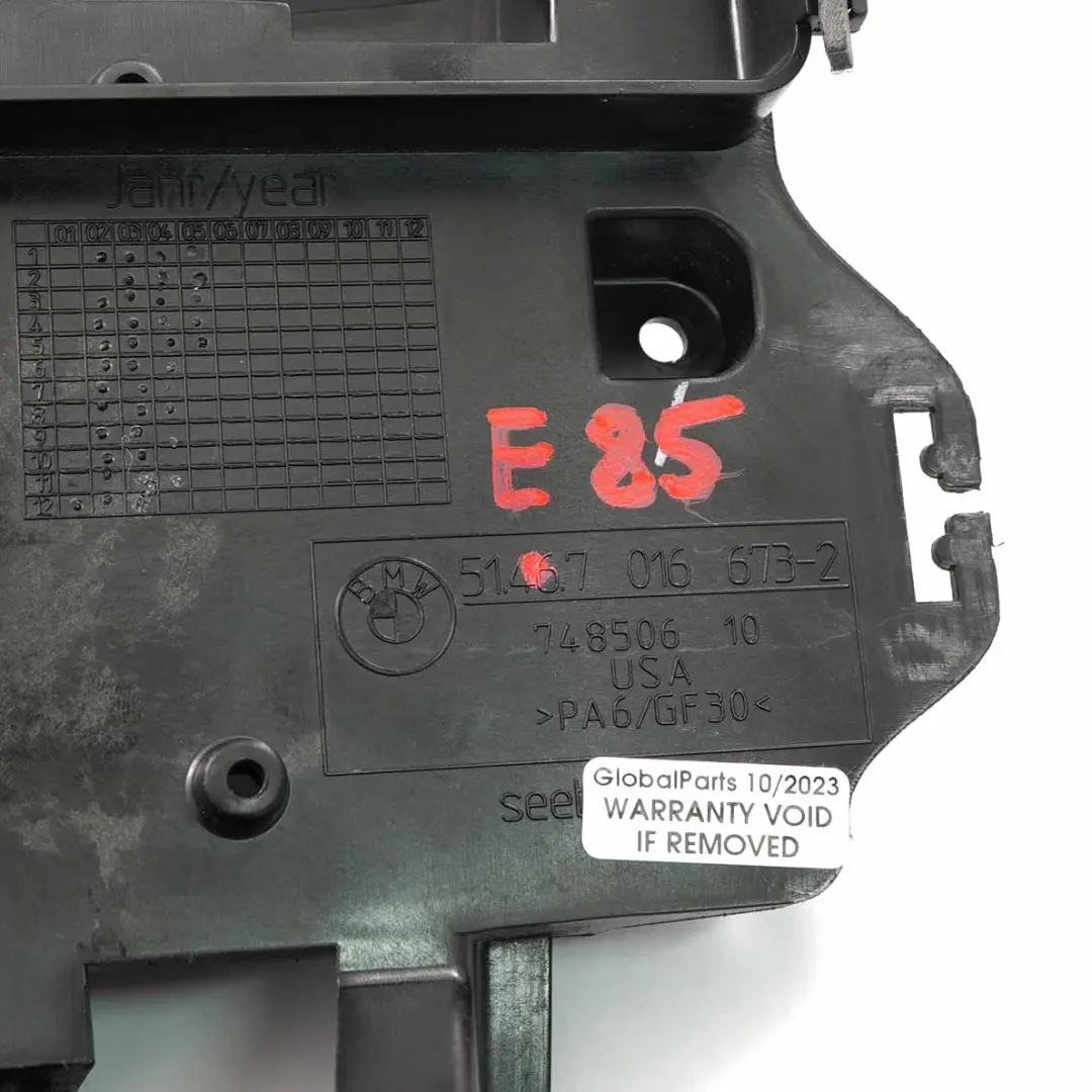 BMW Z4 E85 Rear Cabin Centre Console Oddments Storage Tray Box Black 7016673 - SKU 6978107-1 - Part number 6978107