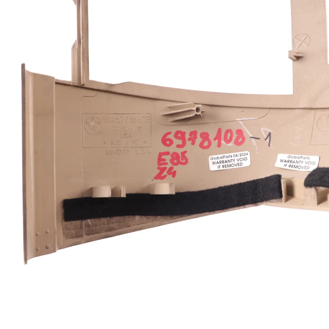 Cabin Centre Console Oddments Tray Box Beige 7016673 to BMW Z4 E85 Rear with Part number 6978108 BMW Z4 E85 Rear Cabin Centre Console Oddments Tray Box Beige 7016673 - SKU 6978108-1 - Part number 6978108