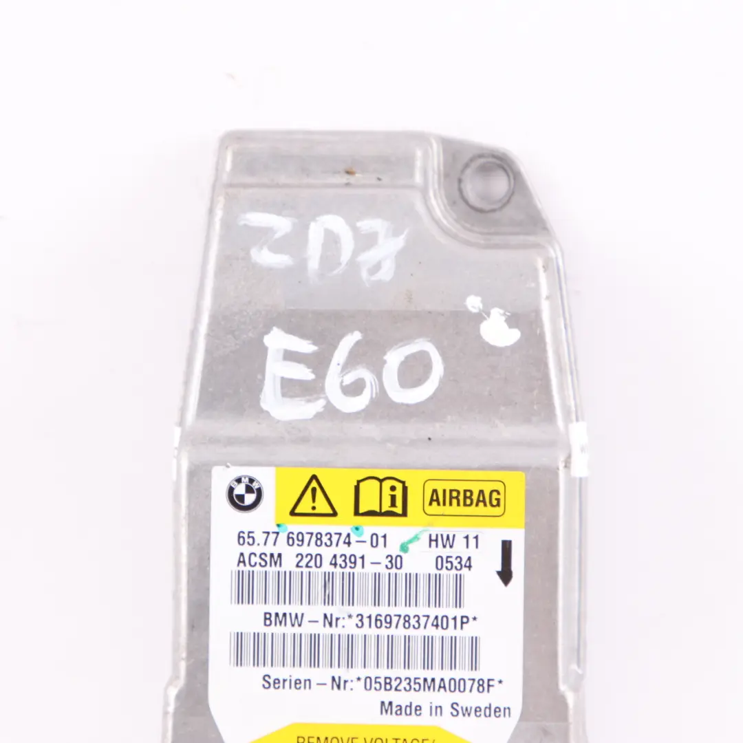 Airbag ECU Unidad De Control Módulo para BMW E60 E61 Berlina Touring con número de pieza 6978374 BMW E60 E61 Berlina Touring Airbag ECU Unidad De Control Módulo - SKU 6978374 - Número de pieza 6978374