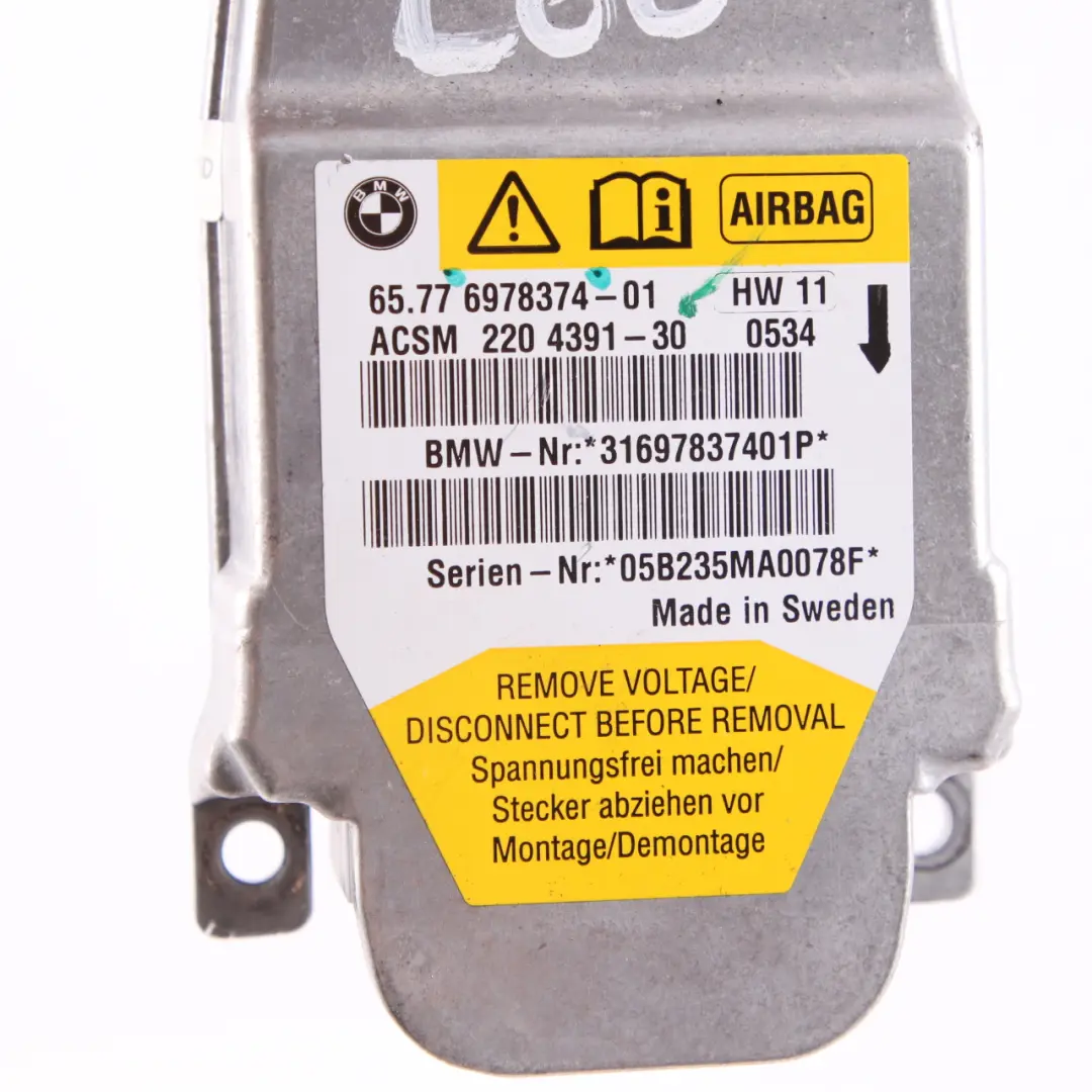 Berline Touring Module De Commande D'Airbag ECU pour BMW E60 E61 à propos du numéro de pièce 6978374 BMW E60 E61 Berline Touring Module De Commande D'Airbag ECU - SKU 6978374 - Numéro de pièce 6978374