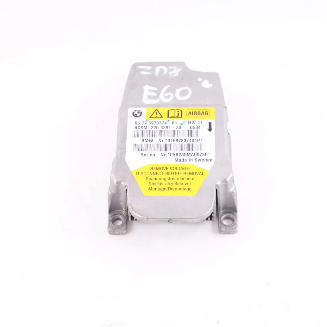 Airbag ECU Unidad De Control Módulo para BMW E60 E61 Berlina Touring con número de pieza 6978374 BMW E60 E61 Berlina Touring Airbag ECU Unidad De Control Módulo - SKU 6978374 - Número de pieza 6978374