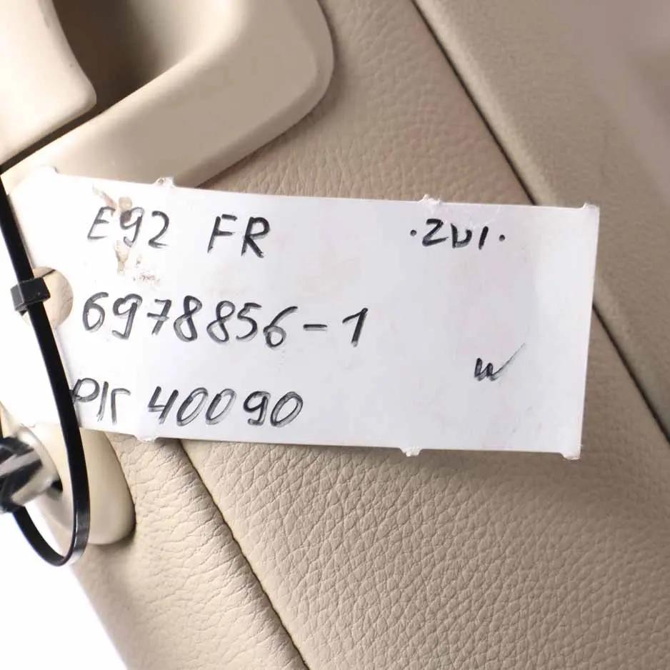  Front Seat BMW E92 Coupe Right O/S Creambeige Dakota Leather Interior Electric - SKU 6978856-1 - Part number 6978856