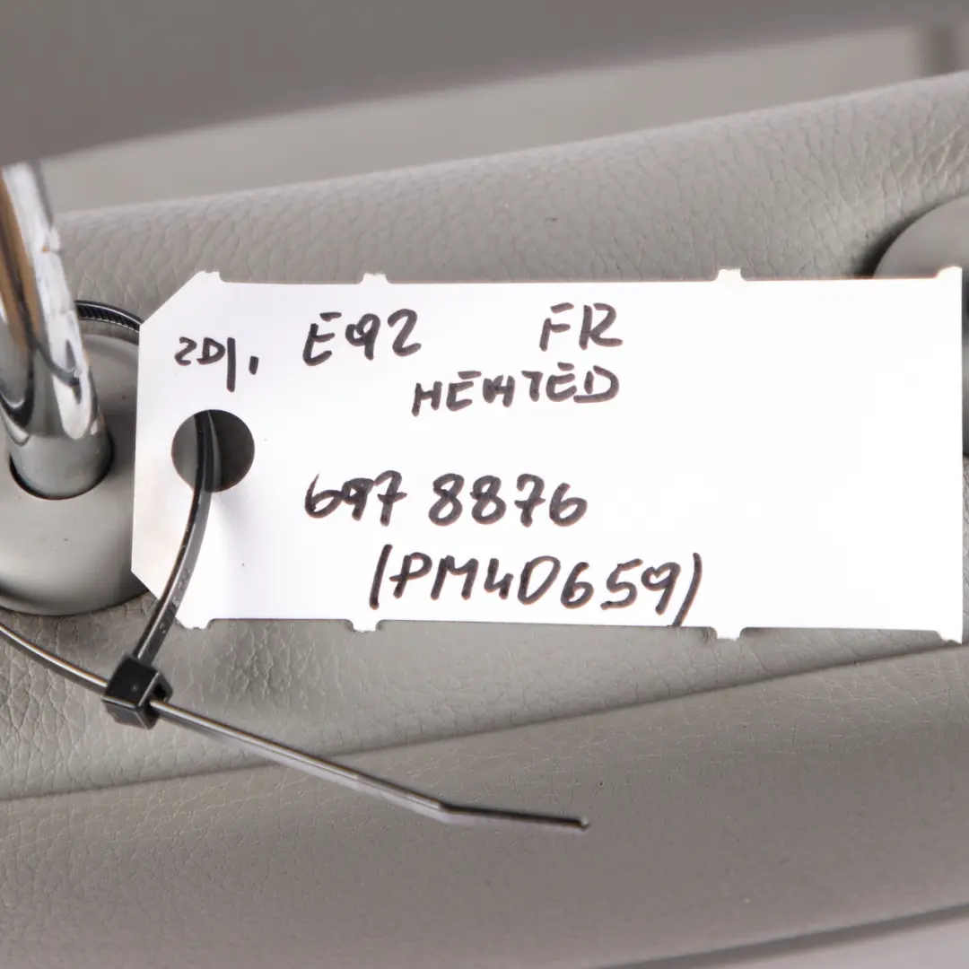 Front Seat BMW E92 Coupe Right O/S Electrical Leather Dakota Grau Grey to with Part number 6978876 Front Seat BMW E92 Coupe Right O/S Electrical Leather Dakota Grau Grey - SKU 6978876 - Part number 6978876