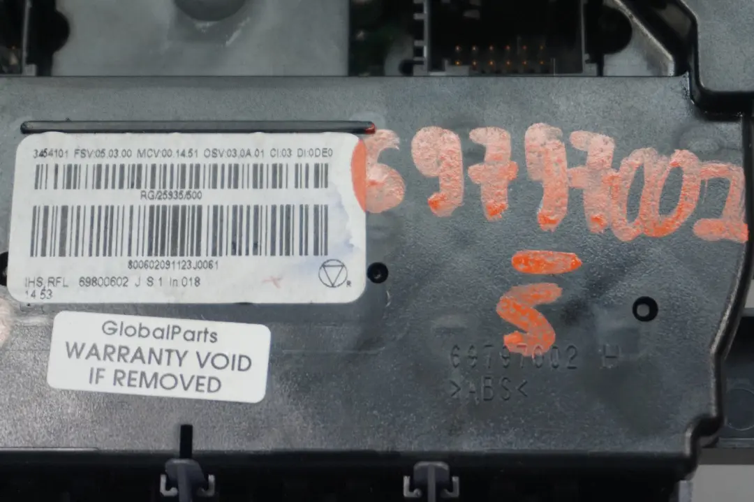 BMW Mini Cooper One 5 R56 Heater Control Unit Switch 3452271 - SKU 69797002-5 - Part number 69797002