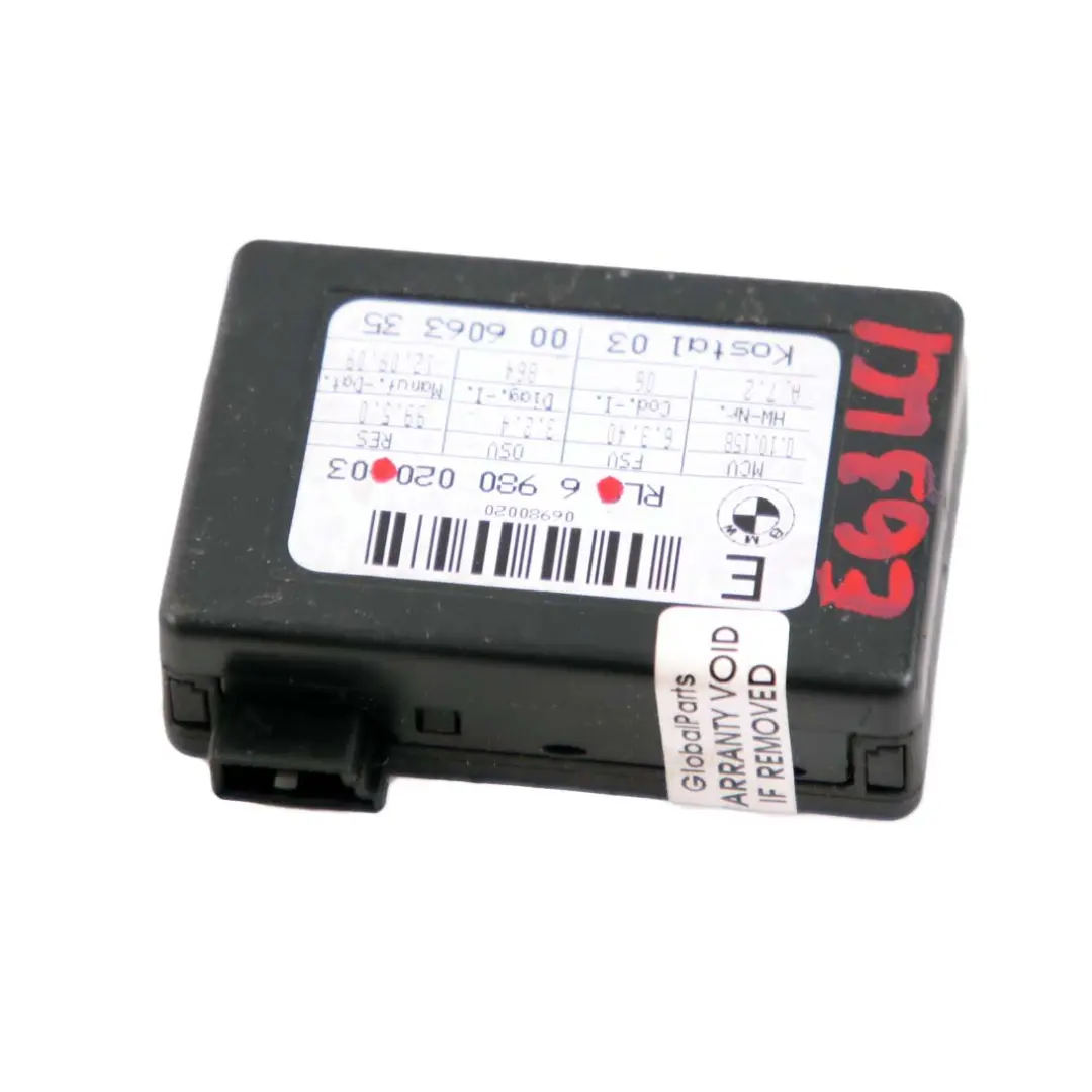 BMW E63 E64 Sensor de Luz de Lluvia Módulo de Control HUD - SKU 6980020 - Número de pieza 6980020