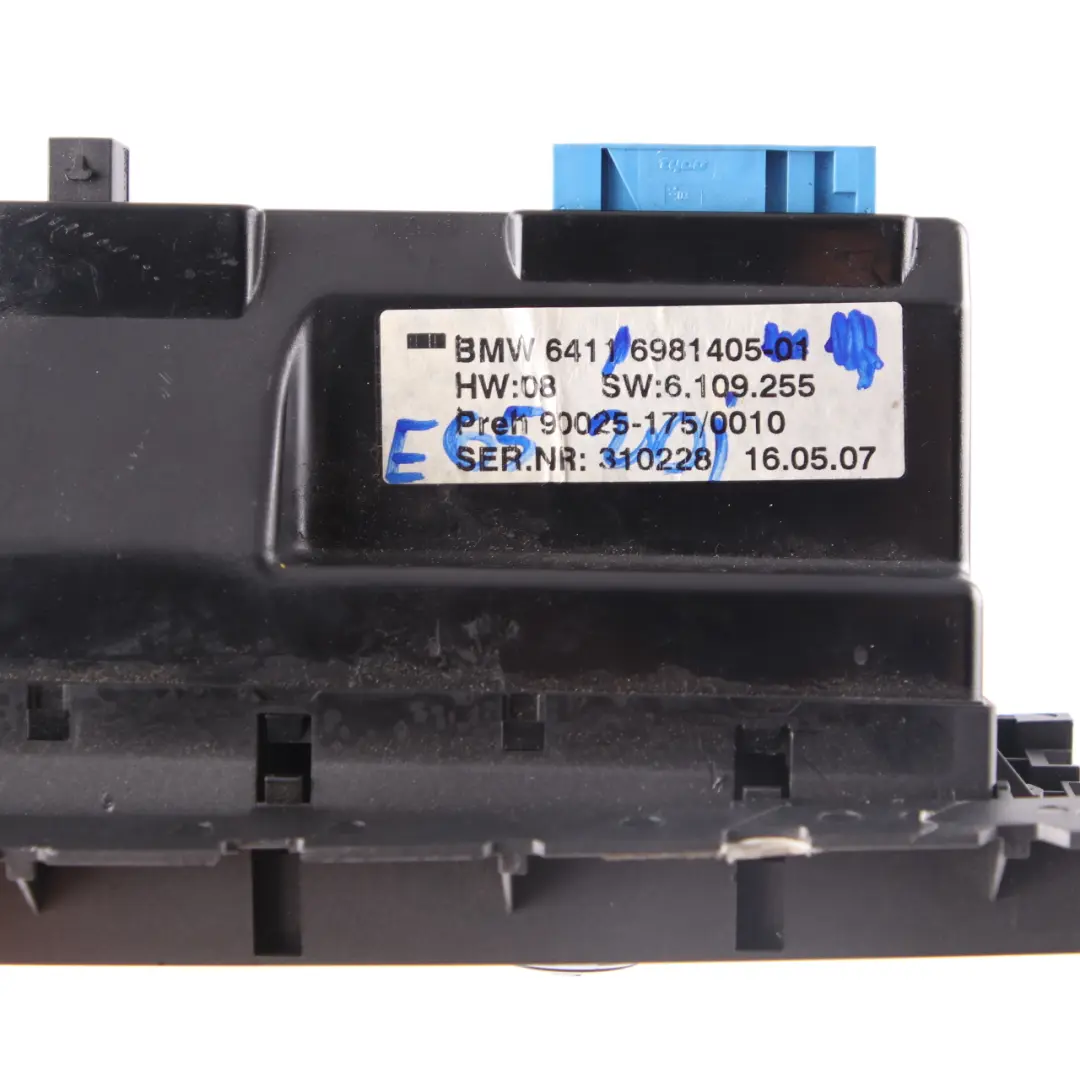 Bedienteil Klimaautomatik Steuergerät Titan Silber 698140 für BMW E65 E66 E67 mit Teilenummer 6981405 BMW E65 E66 E67 Bedienteil Klimaautomatik Steuergerät Titan Silber 698140 - SKU 6981405 - Teilenummer 6981405