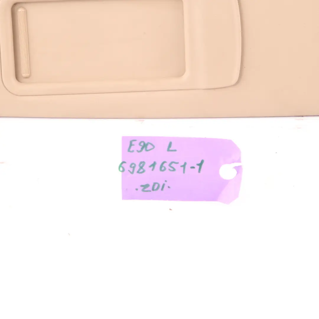 Sun Visor BMW E90 E91 Left N/S Mirror Illuminated Sunvisor Leather Beige to with Part number 6981651 Sun Visor BMW E90 E91 Left N/S Mirror Illuminated Sunvisor Leather Beige - SKU 6981651-1 - Part number 6981651