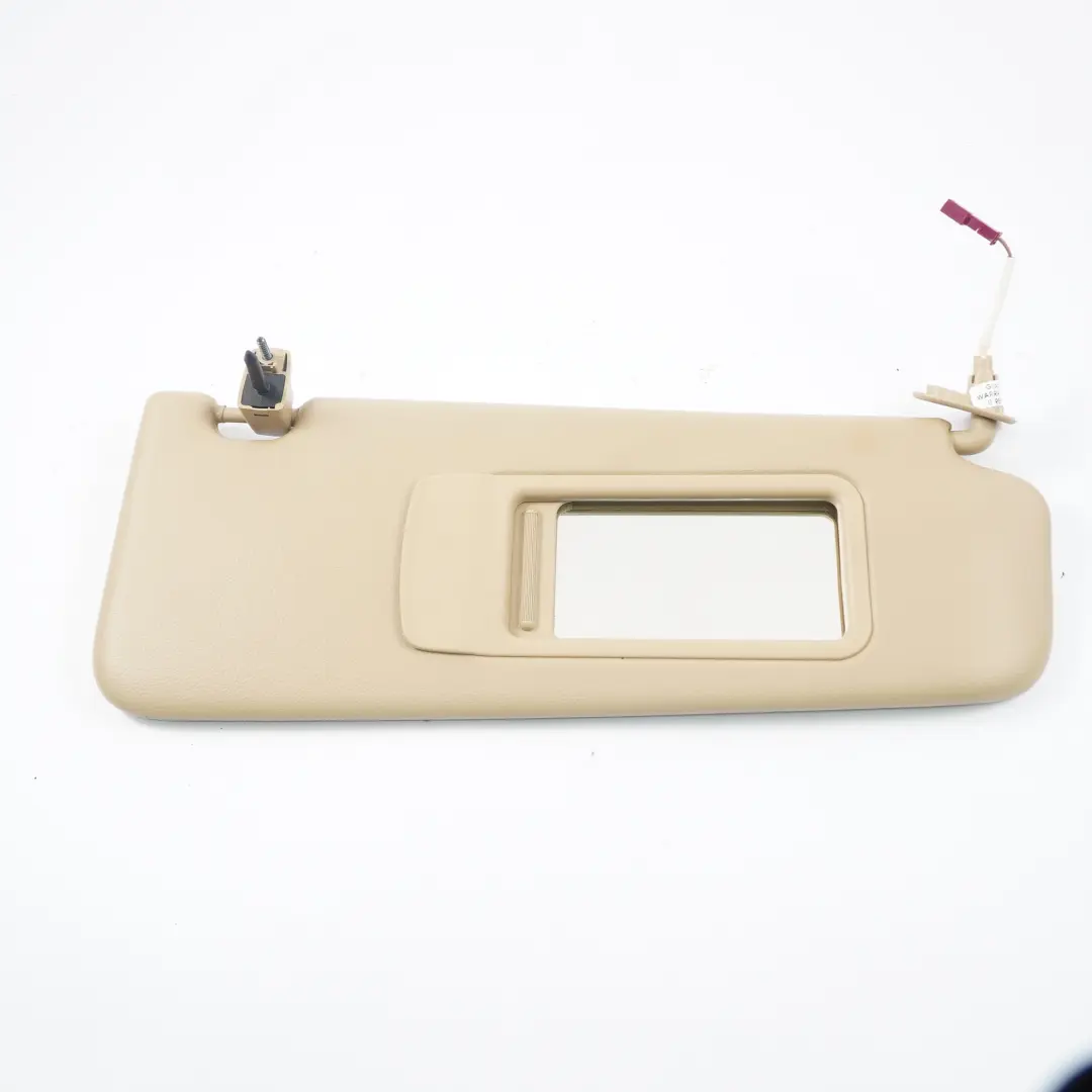 Sun Visor With Mirror Right O/S Covering Panel Leather Beige to BMW E90 E91 with Part number 6981652 BMW E90 E91 Sun Visor With Mirror Right O/S Covering Panel Leather Beige - SKU 6981652 - Part number 6981652