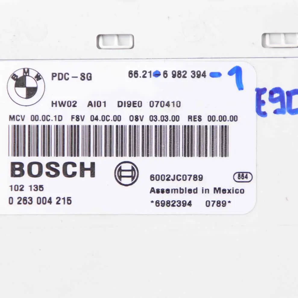 Parking Module BMW E81 X1 E84 E87 E90 E91 PDC Sensor Control Unit to with Part number 6982394 Parking Module BMW E81 X1 E84 E87 E90 E91 PDC Sensor Control Unit - SKU 6982394-1 - Part number 6982394