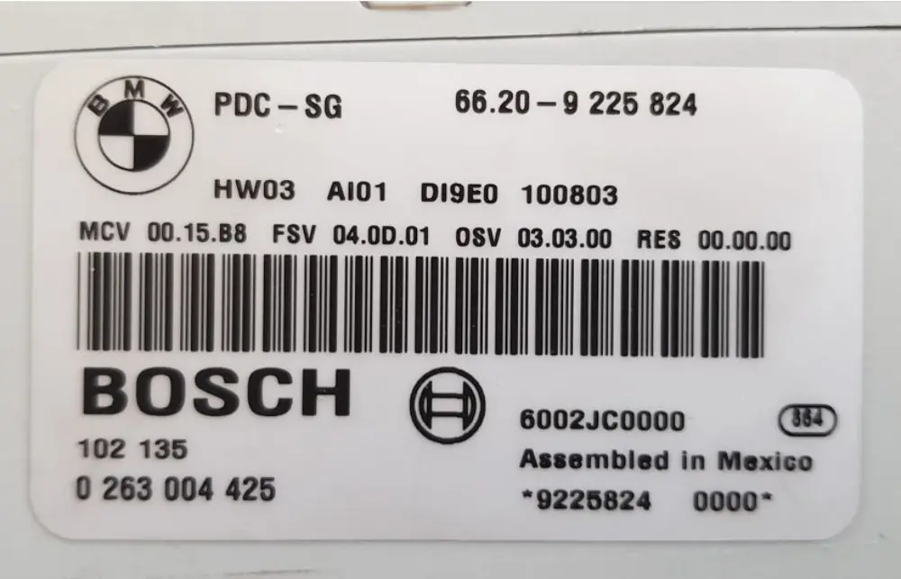 Steuergeraet Einparkhilfe PDC für BMW E81 E82 E87 E88 E90 E91 E92 E93 mit Teilenummer 6982403 BMW E81 E82 E87 E88 E90 E91 E92 E93 Steuergeraet Einparkhilfe PDC - SKU 6982403 - Teilenummer 6982403