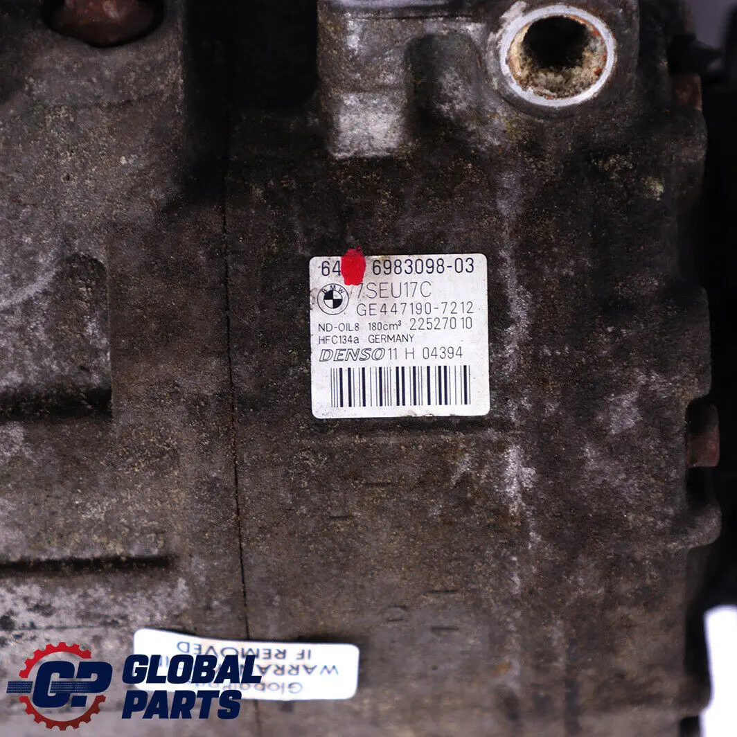 Compresor De aire acondicionado DENSO para BMW E60 E61 E65 E66 con número de pieza 6983098 BMW E60 E61 E65 E66 Compresor De aire acondicionado DENSO - SKU 6983098 - Número de pieza 6983098