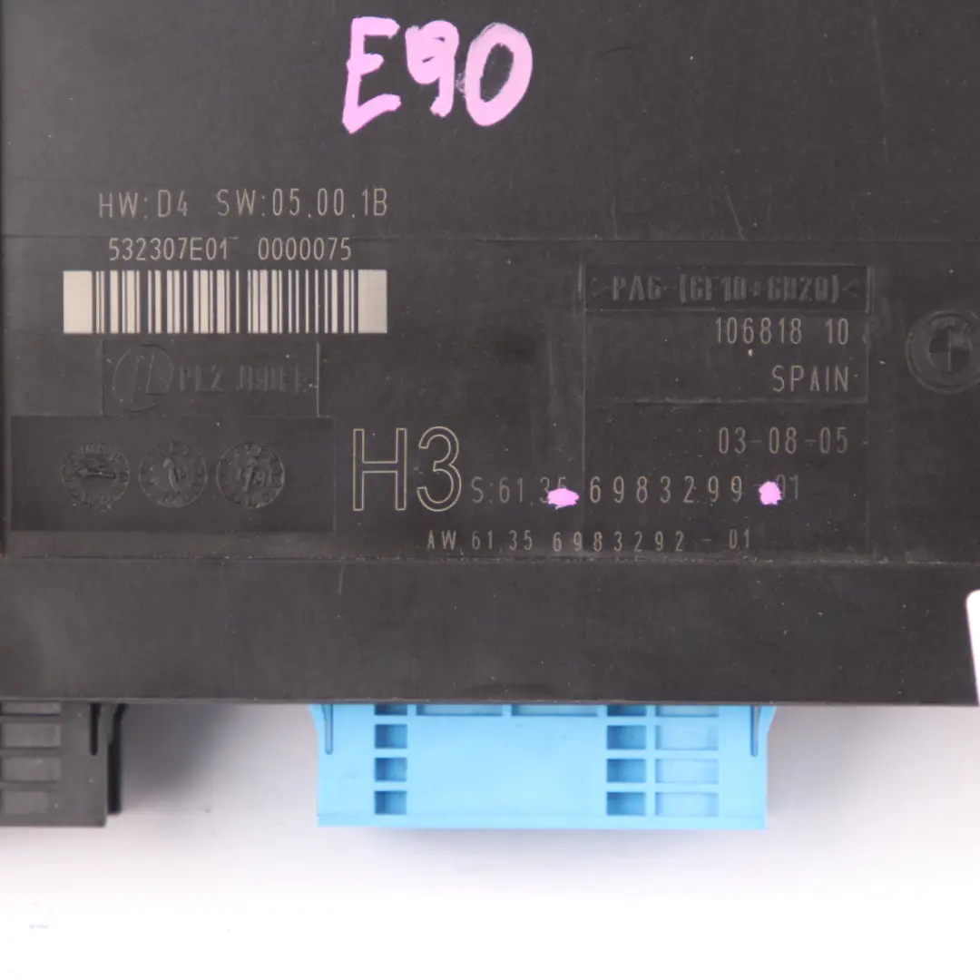 Body Control Module BMW E90 ECU Junction Box H3 PL2 JBBFE Lear to with Part number 6983299 Body Control Module BMW E90 ECU Junction Box H3 PL2 JBBFE Lear - SKU 6983299 - Part number 6983299