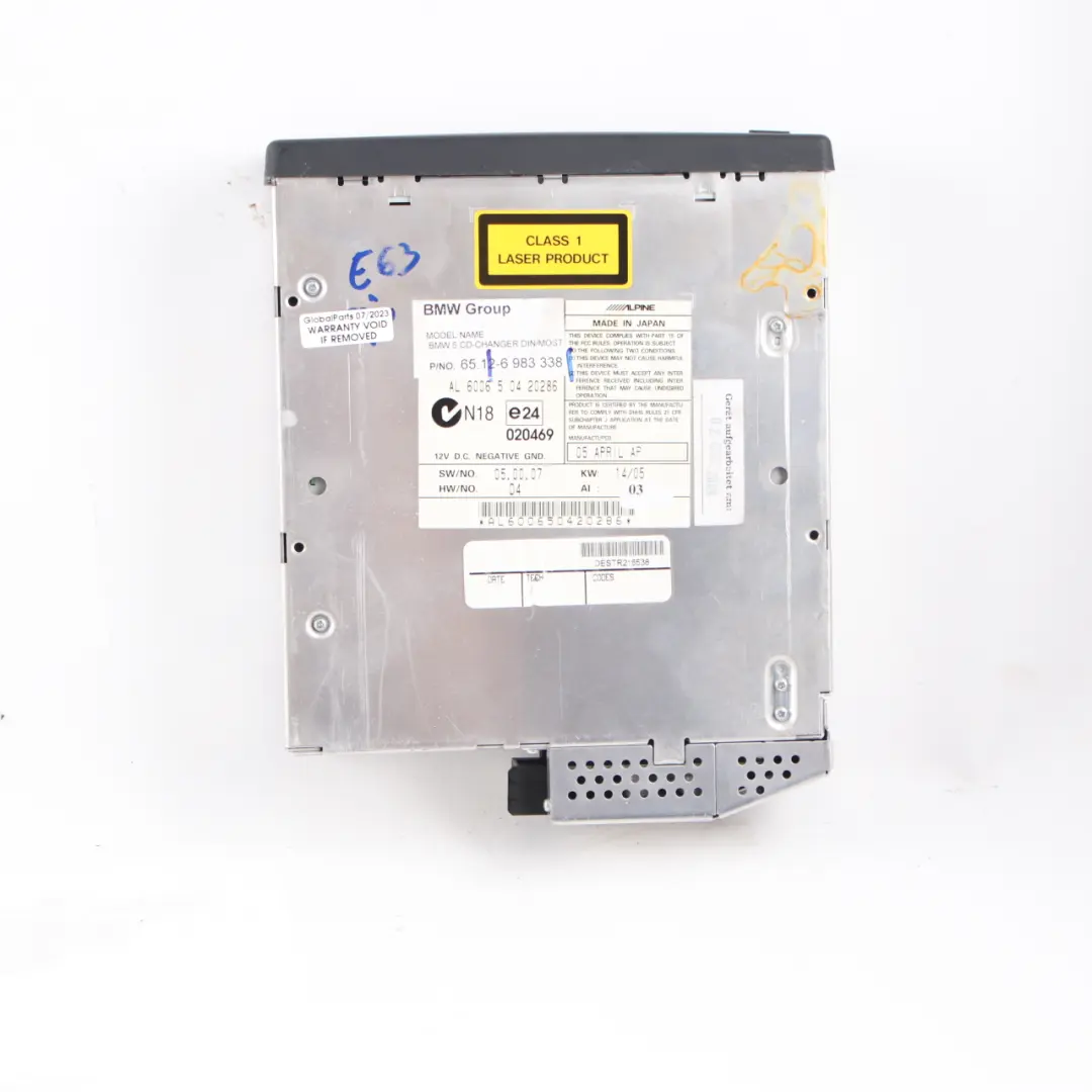  CD-Wechsler BMW E60 E61 E63 Kompakt 6-fach-Wechsler ohne Magazin - SKU 6983338 - Teilenummer 6983338