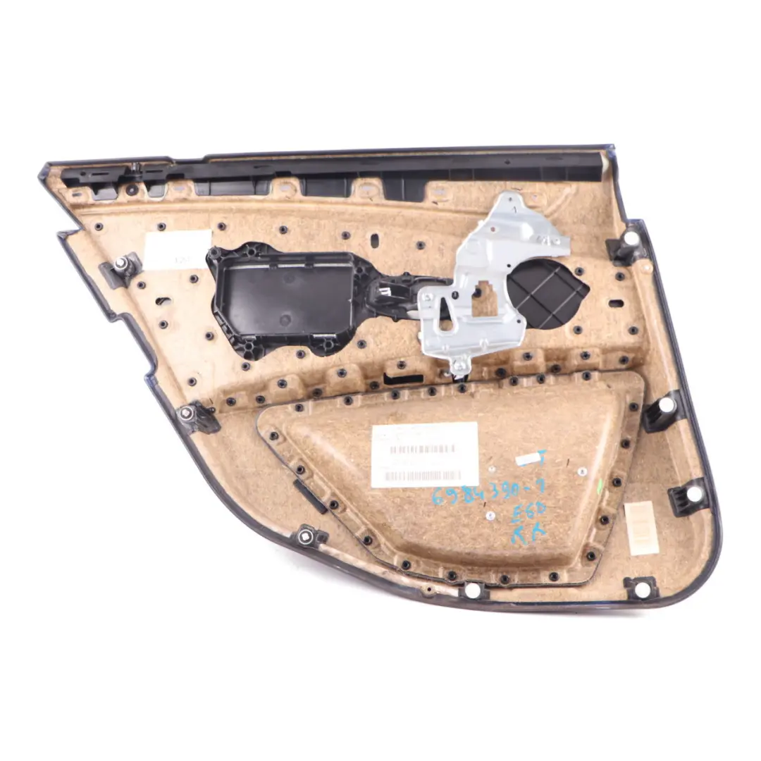 Right O/S Door Card Lining Leather Panel Black 6984390 to BMW E60 E61 LCI Rear with Part number 6984389 BMW E60 E61 LCI Rear Right O/S Door Card Lining Leather Panel Black 6984390 - SKU 6984390-1 - Part number 6984389