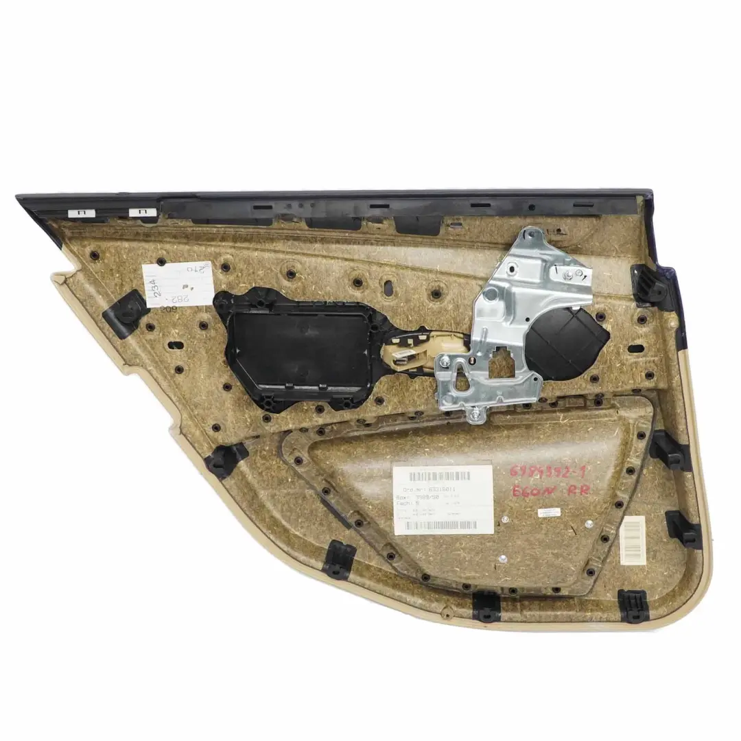 Door Card BMW E60 E61 LCI Rear Right O/S Door Interior Trim Panel Beige Leather to with Part number 6984392 Door Card BMW E60 E61 LCI Rear Right O/S Door Interior Trim Panel Beige Leather - SKU 6984392-1 - Part number 6984392