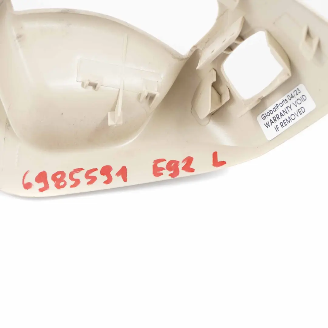 Couvercle de déverrouillage gauche Crème Beige pour BMW E92 à propos du numéro de pièce 6985591 BMW E92 Couvercle de déverrouillage gauche Crème Beige - SKU 6985591 - Numéro de pièce 6985591