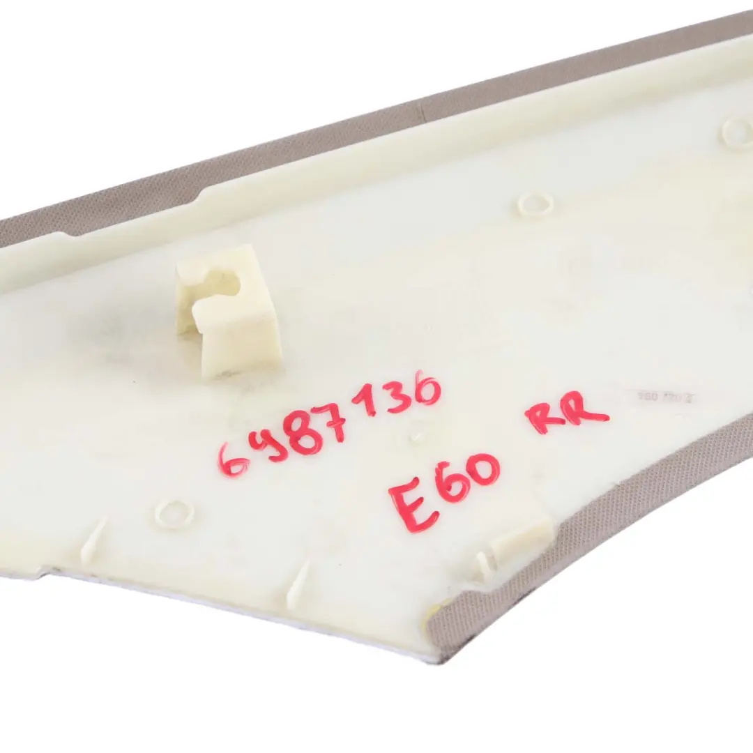 BMW 5 Series E60 LCI Rear Right C Column Trim Panel Cream Beige - SKU 6987136 - Part number 7027094