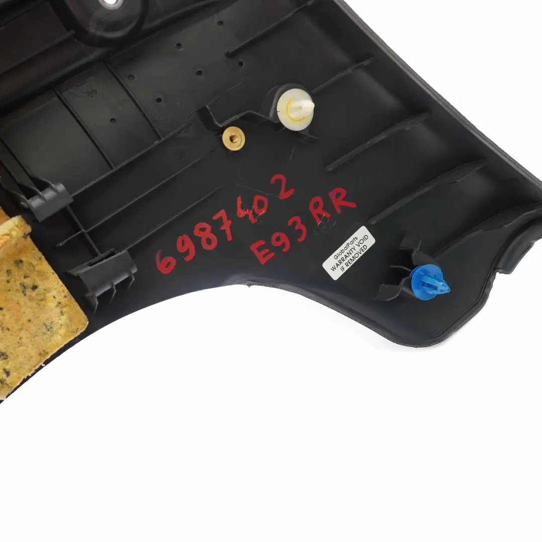 Right O/S Lateral Trim Panel Lining Black Leather Walknappa to BMW E93 Cabrio Rear with Part number 6987402 BMW E93 Cabrio Rear Right O/S Lateral Trim Panel Lining Black Leather Walknappa - SKU 6987402 - Part number 6987402