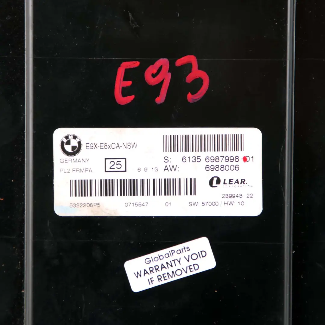 Light Module ECU NSW Footwell Module Unit PL2 FRMFA to BMW 3 Series E93 with Part number 6987998 BMW 3 Series E93 Light Module ECU NSW Footwell Module Unit PL2 FRMFA - SKU 6987998-3 - Part number 6987998